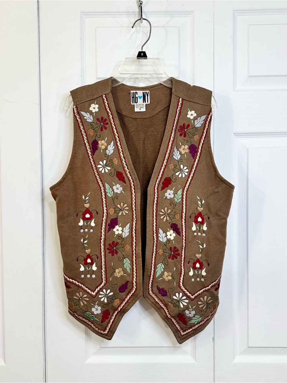 HG NY Vintage Embroidered Brown Floral Vest